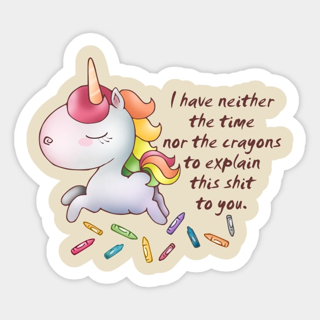 Snarkles the Unicorn: "Explanations" Sticker by LyddieDoodles